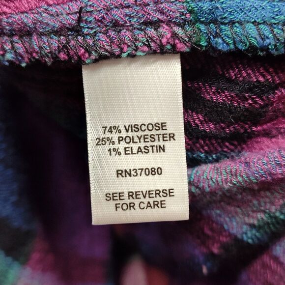 Cato Button Down Shirt Women Size L Purple Blue Plaid Relaxed Oversized Casual - Picture 8 of 9